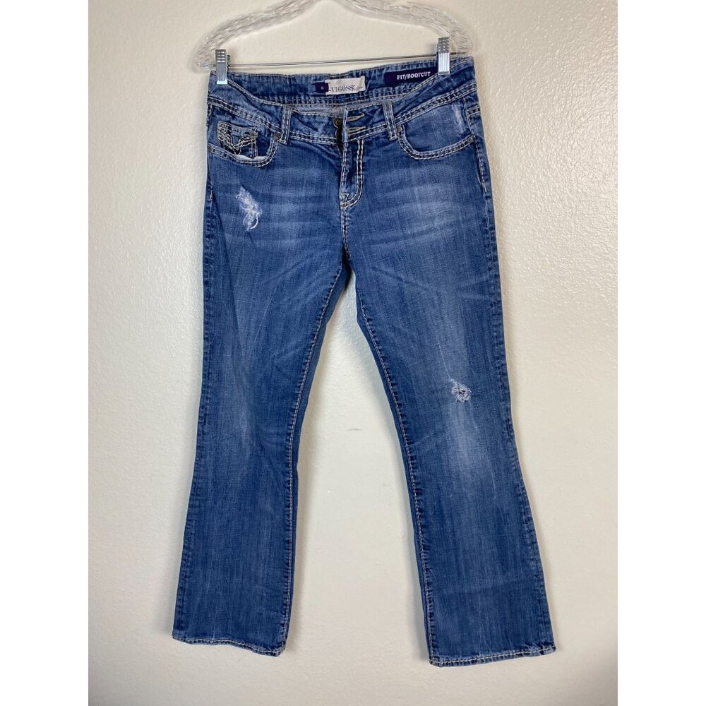 Vigoss womens Blue Bootcut Jeans Size 11Western Cowboy Embroidered Rodeo Denim